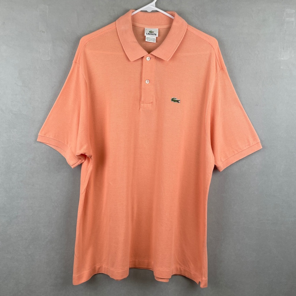 VTG Lacoste Mens Classic Pique Polo Shirt Peach Orange 7 XXL Short Sleeve Logo